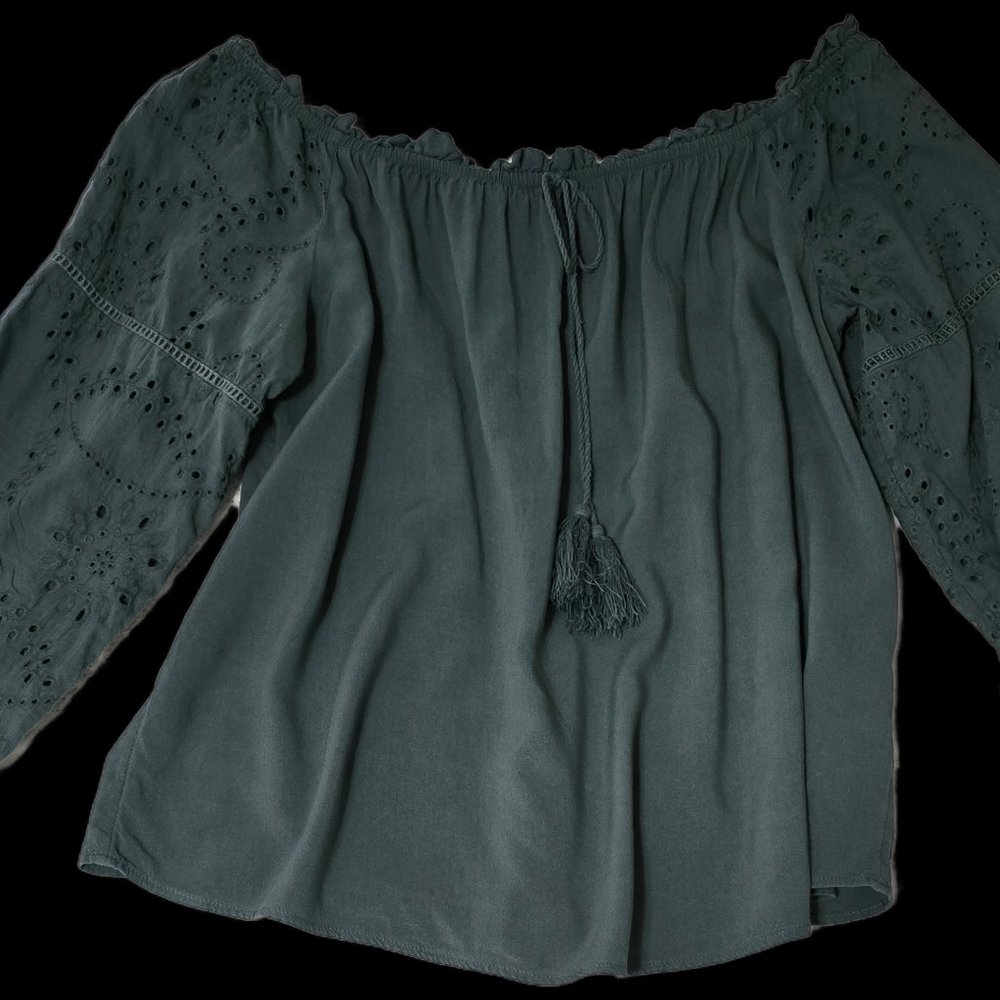 Green Cotton Iolet Boho Top By Maurices XL